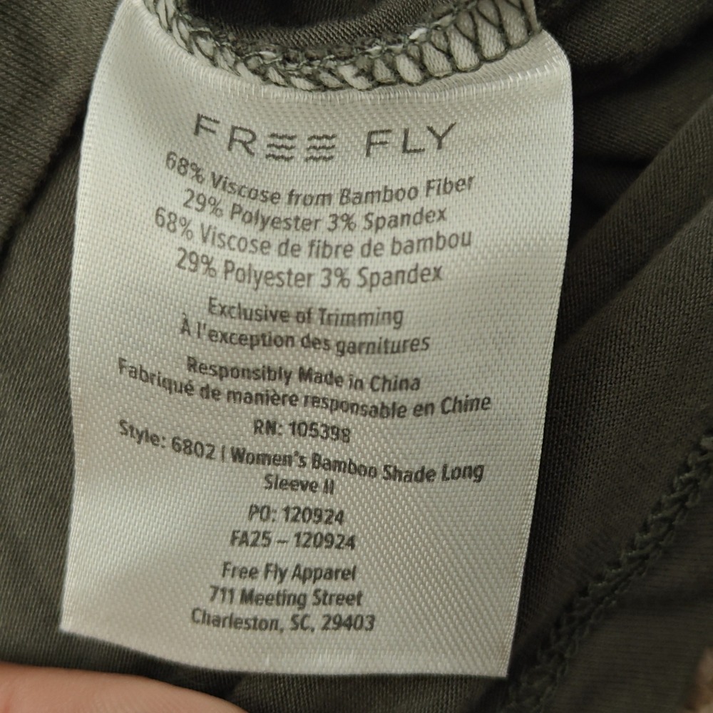 FREE FLY Women Long Sleeve Shirt M Olive Green Bamboo Viscose Gorpcore - Picture 10 of 13